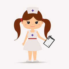 A girl in a doctor's suit.