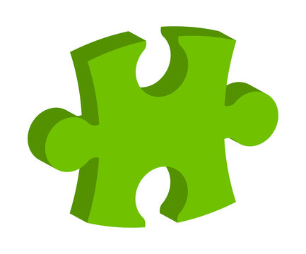 Green Puzzle  3d Vector Symbol Icon Design. Beautiful Illustration Isolated On White Background