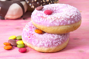 Sweet donuts with caramels