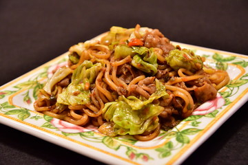 Homemade chow mein. Popular food in Japan.