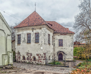 Fototapeta na wymiar Old buildings in the Old Town of Vyborg.