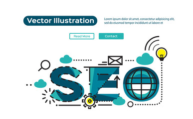 Flat line design, concept of Seo word, in-fographics background