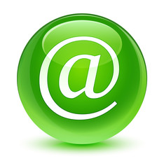 Email address icon glassy green round button