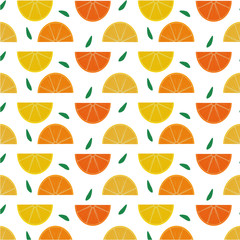 Seamless pattern of sliced lemons, oranges and grapefruits
