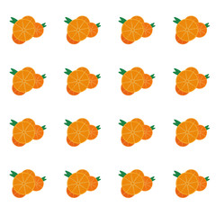 Seamless pattern with sliced oranges over white background