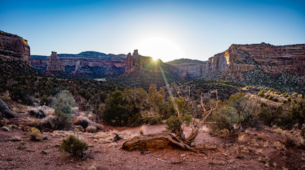Wedding Canyon in the Colorado national Monument at sunset.