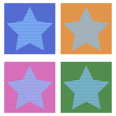 Set of seamless striped stars over colorful background