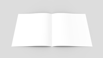 Spuare bi-fold , half fold brochure mock up. 3D illustrating.