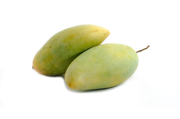 Green mango isolated on white