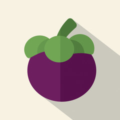 Flat Design Mangosteen Icon Vector Illustration