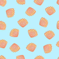 Cute seamless pattern with seashells