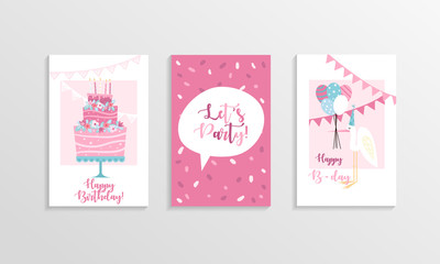 Set of a happy birthday greeting cards