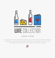 Logotype of wine and wine making. Modern thin line icons, flat style design.