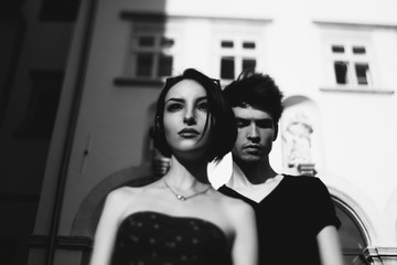 man and woman serious