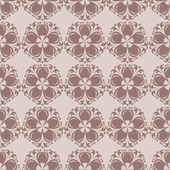 Seamless pattern with flower element. Brown and beige abstract wallpaper