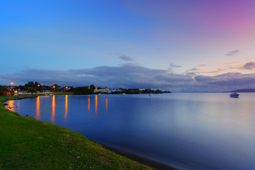 Lake Taupo at dusk , North Island of New Zealand