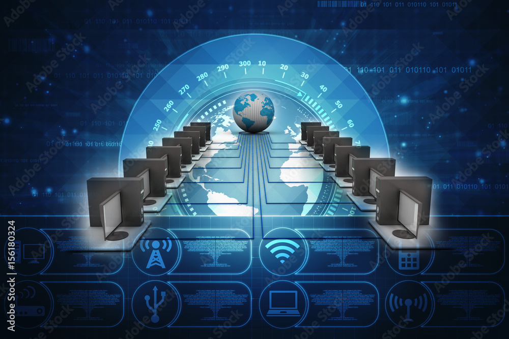 Poster 3d rendering technology computer network