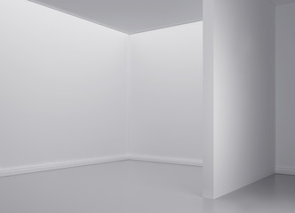 white light room with frame. Mockup 3d render