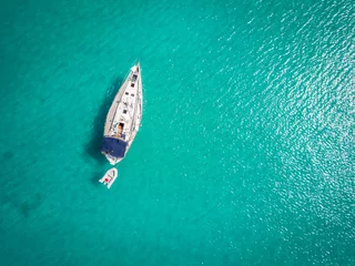 Fototapeten White yacht berthed on Adriatic Sea, Italy © malajscy