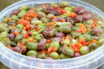 Seasoned olives background. Andalusian Style.