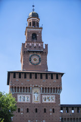 Fototapeta na wymiar Castello Sforzesco (Sforza Castle) in Milan, Lombardy, Italy, 13-05-2017