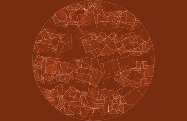 Roter Kreis mit geometrischen Formen vor rotem Hintergrund