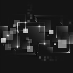 Abstract dark vector futuristic business technology background with square pattern.