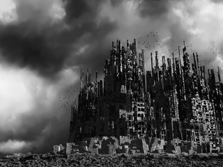 Dead city, 3 D rendering