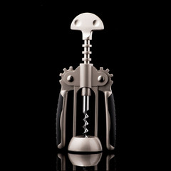 metal wine corkscrew isolated