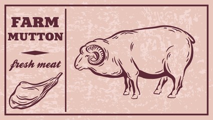 Label of meat products. Mutton