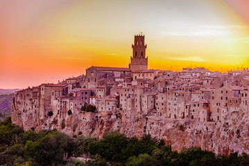 Obraz premium Town of pitigliano in Maremma Tuscany, small village on the tuff cliff