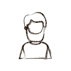 blurred thick silhouette caricature faceless half body bearded man vector illustration