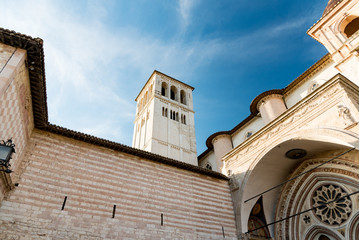 Panorama of Assisi, home of St. Francis, in the umbria region of Italy famous for the pilgrimage...