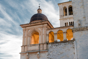 Panorama of Assisi, home of St. Francis, in the umbria region of Italy famous for the pilgrimage...