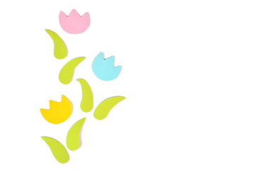 Tulips paper cut on white background - isolated