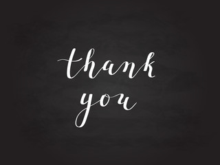 Obraz premium Vector hand-drawn thank you digital calligraphy chalkboard