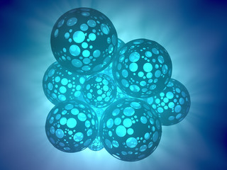 Fototapeta na wymiar Abstract group of spheres with holes. 3d rendering