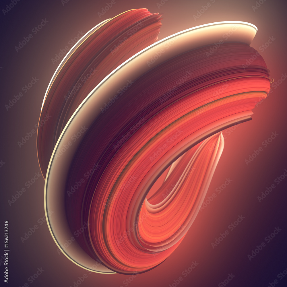 Fototapete colored twisted shape. computer generated abstract geometric 3d render illustration