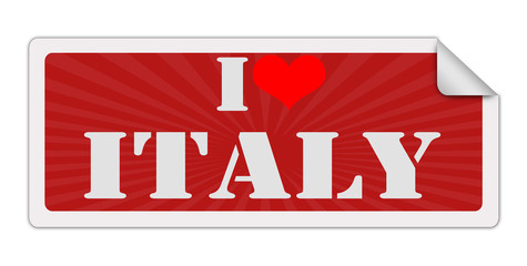 I LOVE ITALY label red on white