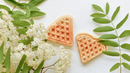 cookies in the shape of heart with ashberry branches