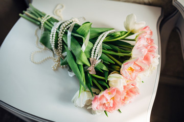 The charming bouquet with tulips  for girl