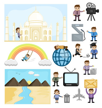 Cartoon Graphics of Technology and Travel