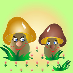 Cartoon illustration Mushroom smile