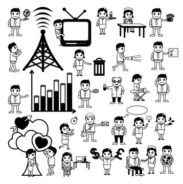 Cartoon Concepts Vectors of Communication and Professions