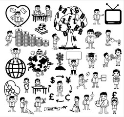 Education and Business Cartoon Concepts Set