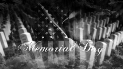 United States of America Memorial Day.Flag With Map of America and Text Remembrance of American War Heroes 3D illustration