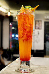 Tequila sunrise cocktail for nightlife in restaurant