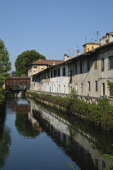 Fototapeta na wymiar Gorgonzola (Milan), along Martesana canal