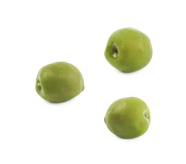Single green olive isolated