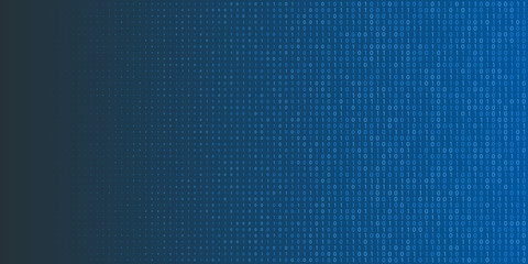Binary code halftone background. Zero and one abstract symbols. Coding programming concept vector illustration